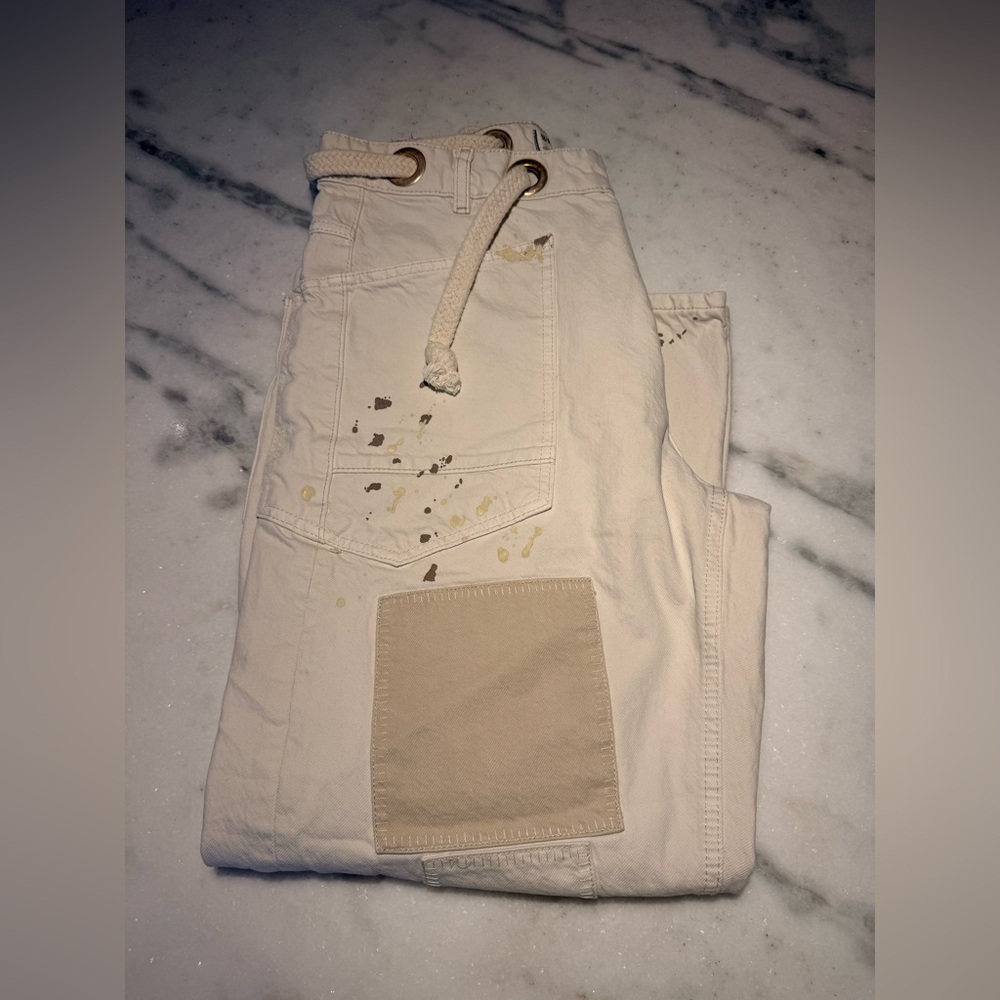 White We The Free Moxie Pull-On Barrel Jeans size 28
